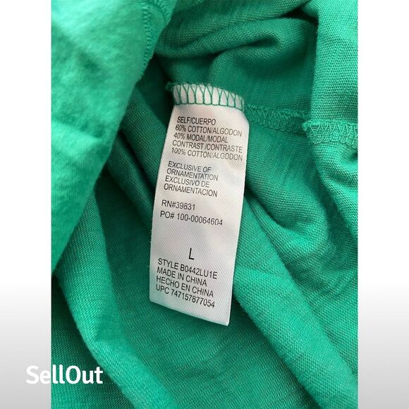 Democracy Women's Sleeveless Blouse Green Size L Decorative Hem - Picture 3 of 4